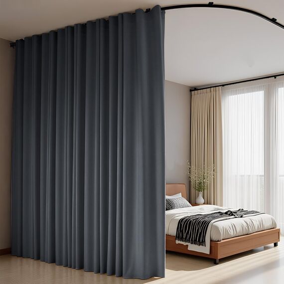 Raumteiler-Vorhänge, flexibles Deckenschienen-Set, Vorhangschiene, Deckenmontage, Verdunkelungsvorhang für Wohnzimmer, Schlafzimmer, Deckenvorhangstange, Sichtschutz-Trennwände, Paneele, B 100 x H 108