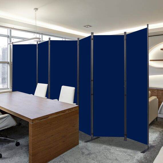CHOSENM Raumteiler, 6 Paneele, faltbarer Sichtschutz mit breiteren Stützfüßen, 1,8 m, tragbare Raumtrennung für Raumtrenner, 335,3 cm B x 180,3 cm H, Marineblau