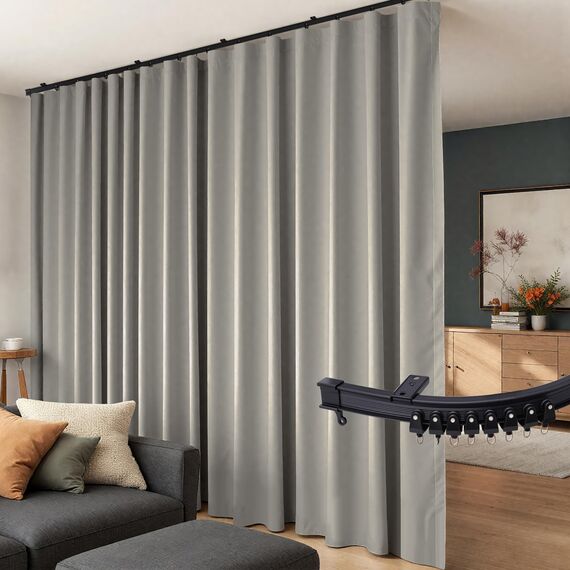 Raumteiler-Vorhänge, flexibles Deckenschienen-Set, Vorhangschiene, Deckenmontage, Verdunkelungsvorhang für Wohnzimmer, Schlafzimmer, Deckenvorhangstange, Sichtschutz, Trennwände, B 180 x H 120 cm