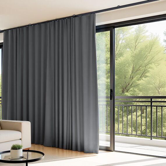 Raumteiler-Vorhänge, flexibles Deckenschienen-Set, Vorhangschiene, Deckenmontage, Verdunkelungsvorhang für Wohnzimmer, Schlafzimmer, Deckenvorhangstange, Sichtschutz, Trennwände, B120 x H108, grauer