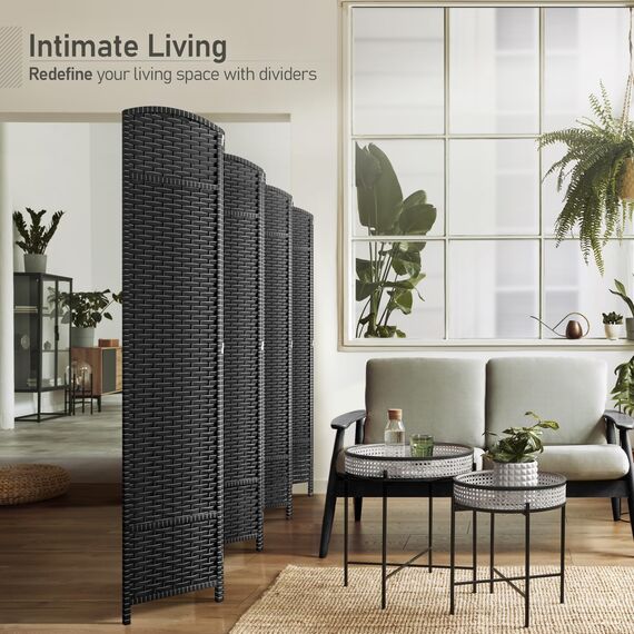 Sorbus 8 Paneele Raumteiler 1,8 m hoch - Sichtschutz, extra breite Doppelscharnierpaneele, Mesh handgewebtes Design, Trennwand Raumteiler und klappbare Sichtschutzwände, Wandteiler für Raumtrennung