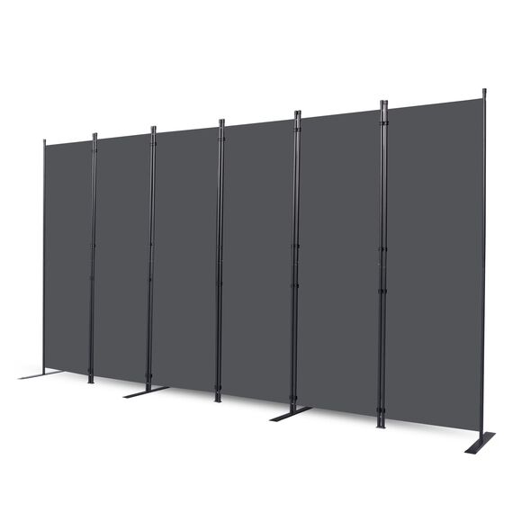 CHOSENM Raumteiler, Trennwand Stehend, 6 Paneele, faltbare Sichtschutzmatten mit breiteren Stützfüßen, 1,8 m tragbarer Raumteiler für Raumtrenner, 335,3 cm B x 180,3 cm H, Grau