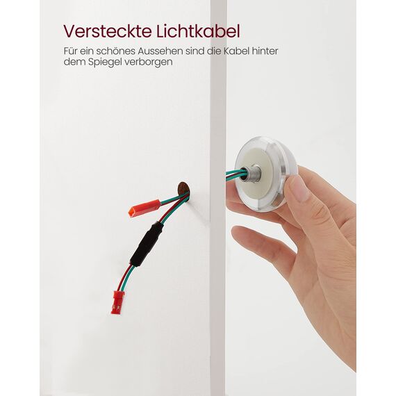VASAGLE Kailyn Kollektion - Schminktisch mit LED-Beleuchtung, einstellbare Helligkeit, Frisiertisch mit Spiegel, Kosmetiktisch mit 2 Schubladen und 3 offenen Fächern, weiß RDT114W01