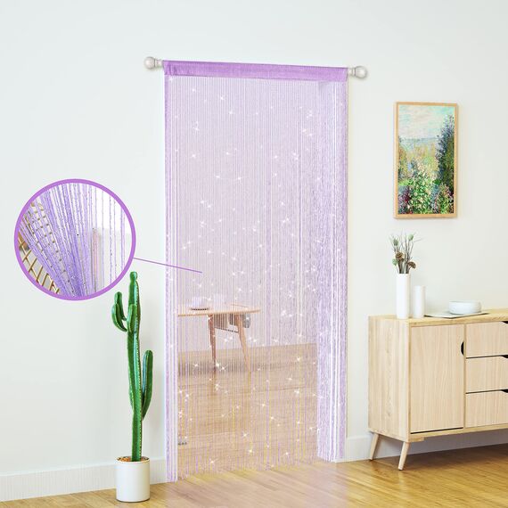 4 Stück Tür-Fadenvorhänge, Wohnzimmer-Trennwand, Schlafzimmer, Tür, hängende Hippie-Pailletten-Dekoration, Fransenvorhang, Schrank, Fenster, Wandpaneele, Küchenparty, Boho (lila, 99x200 cm)