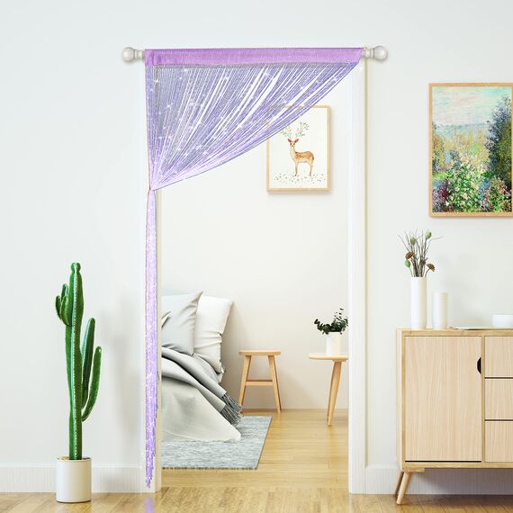 4 Stück Tür-Fadenvorhänge, Wohnzimmer-Trennwand, Schlafzimmer, Tür, hängende Hippie-Pailletten-Dekoration, Fransenvorhang, Schrank, Fenster, Wandpaneele, Küchenparty, Boho (lila, 99x200 cm)