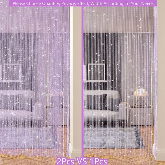 4 Stück Tür-Fadenvorhänge, Wohnzimmer-Trennwand, Schlafzimmer, Tür, hängende Hippie-Pailletten-Dekoration, Fransenvorhang, Schrank, Fenster, Wandpaneele, Küchenparty, Boho (lila, 99x200 cm)