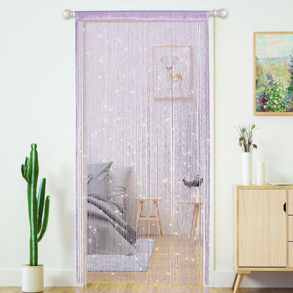 4 Stück Tür-Fadenvorhänge, Wohnzimmer-Trennwand, Schlafzimmer, Tür, hängende Hippie-Pailletten-Dekoration, Fransenvorhang, Schrank, Fenster, Wandpaneele, Küchenparty, Boho (lila, 99x200 cm)