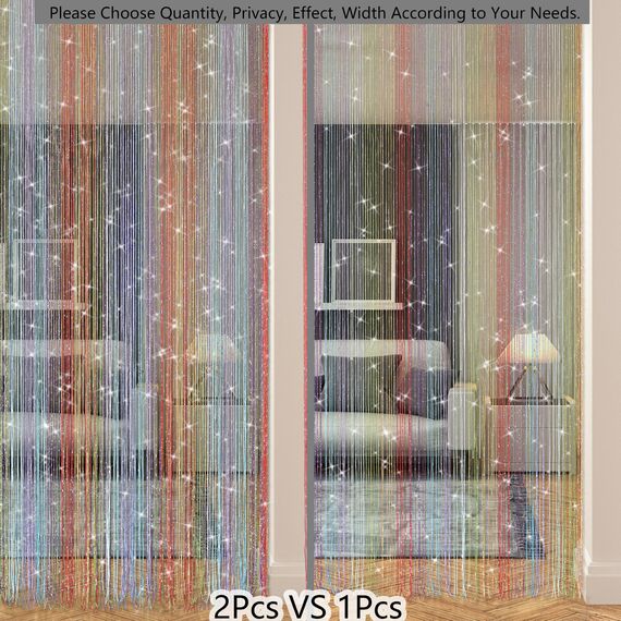 Transcosy Türfadenvorhänge, Wohnzimmer-Trennwand, zum Aufhängen, Hippie-Pailletten, Fransenvorhang, Schrank, Fenster, Wandpaneele, Küche, Party-Dekorationen, Quasten-Bildschirm (1, Regenbogen)