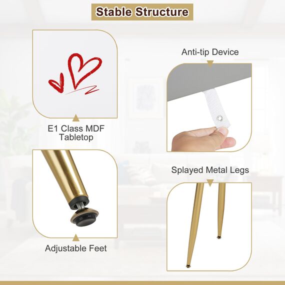 WOLTU Schminktisch mit Spiegel, Beleuchtung, Hocker, Schminktischstuhl aus Samt, modernes Frisiertisch Grau-Gold, mit 3 Schubladen, Einfach zu montieren, Make-up Tisch Schreibtisch für Schlafzimmer