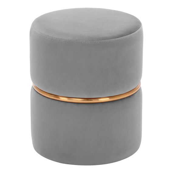 Duhome Sitzhocker Rund, Schminkhocker Samt Gepolsterter Polsterhocker Schminktisch Hocker Ottoman für Wohnzimmer Schlafzimmer Kinderzimmer, Grau