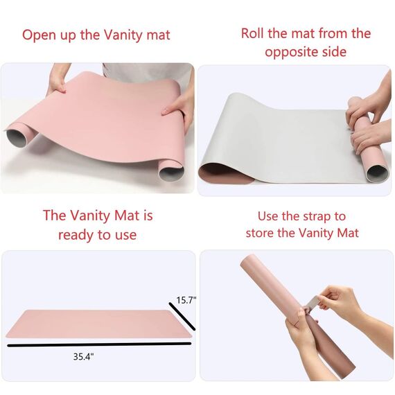 Make-up-Matte für Schminktisch-Schutz, Abdeckung, Arbeitstisch, wasserdicht, öldicht, staubdicht, glatt und weich, Rosa, 80 x 40 cm von NemoHome