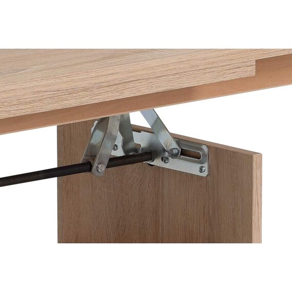 Hela Tische, Funktionscouchtisch Babsi, Holzwerkstoff melaminbeschichtet, Sonoma Eiche, höhenverstellbar 53-63cm, ausziehbar 107-157cm, auf Rollen