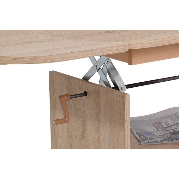 Hela Tische, Funktionscouchtisch Babsi, Holzwerkstoff melaminbeschichtet, Sonoma Eiche, höhenverstellbar 53-63cm, ausziehbar 107-157cm, auf Rollen