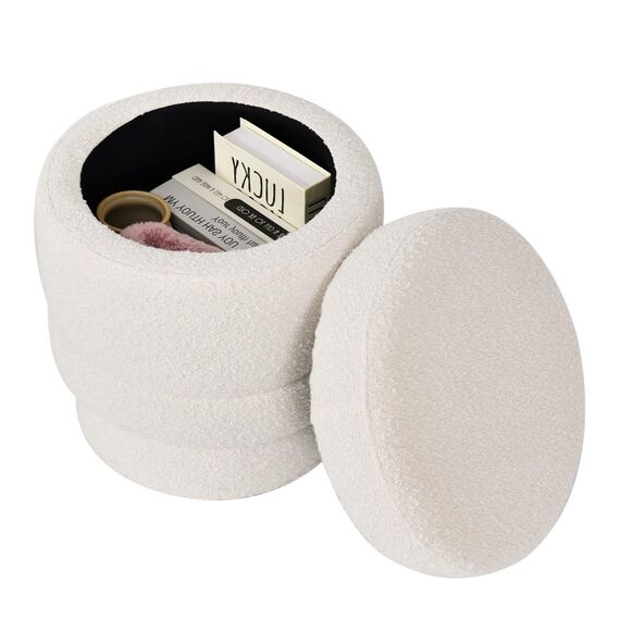 Duhome Ottoman Drehbar Rund Polsterhocker mit Stauraum Sitzhocker mit Deckel Stauhocker für Schlafzimmer Wohnzimmer Flur