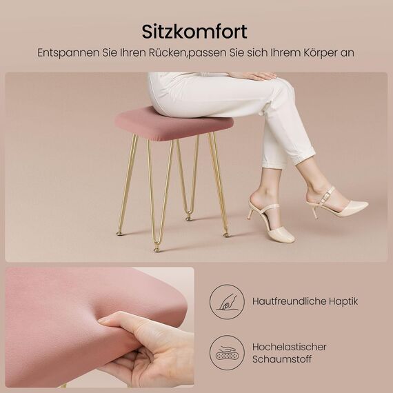 EUGAD Schminktisch mit Spiegel und Samt-Hocker, Frisiertisch mit 3 Schubladen, mit 3D Effekt, Modernes Design, Tischplatte Hochglanz 100 cm, Einfache Montage, Weiß + Golden, 0016SZT