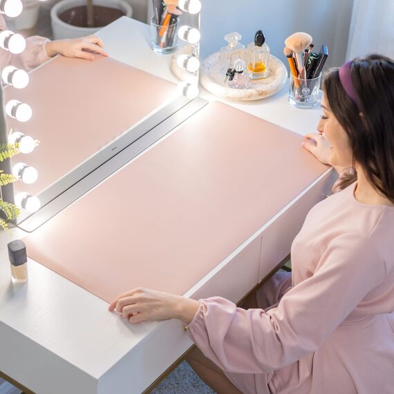 Make-up-Matte für Schminktisch-Schutz, Abdeckung, Arbeitstisch, wasserdicht, öldicht, staubdicht, glatt und weich, Rosa, 80 x 40 cm von NemoHome