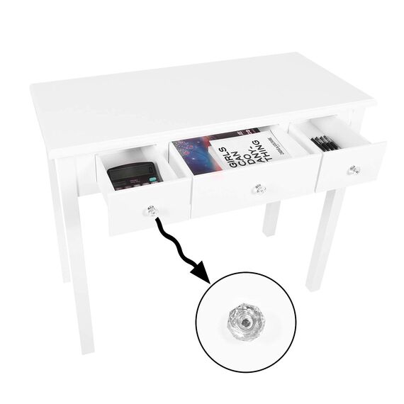 STHOUYN Home Office Kleine Schreibtisch mit Drawers Schlafzimmer, Studietisch für Erwachsene/Student, Vanity Make-up Dressing Tisch Speichern Raum Gifts Weiß (weiß)