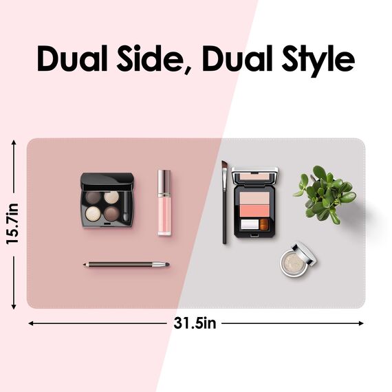 Make-up-Matte für Schminktisch zum Schutz der Schreibtischplatte, doppelseitige Make-up-Matte, leicht zu reinigende Schreibtischunterlage – wasserdicht und öldicht, Kosmetikzubehör, 80 x 40 cm (Rosa