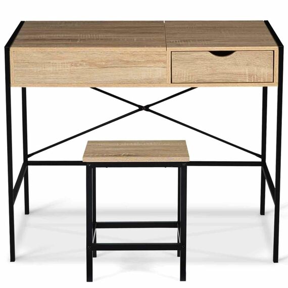 IDMarket - Schminktisch LUIS Klappspiegel mit Hocker Industriedesign