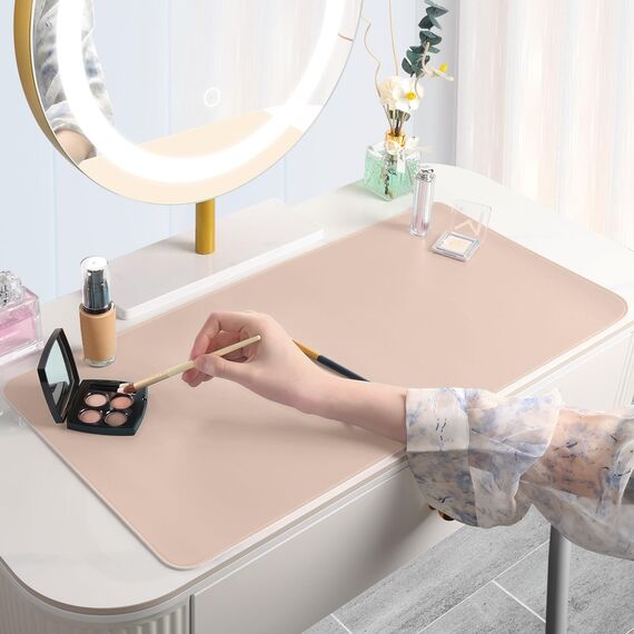 Make-up-Matte für Schminktisch zum Schutz der Schreibtischplatte, doppelseitige Make-up-Matte, leicht zu reinigende Schreibtischunterlage – wasserdichtes und ölbeständiges Kosmetikzubehör, 80 x 40 cm