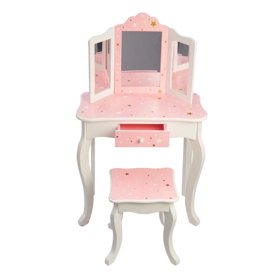 Teamson Kids Childrens Rosa Holz-Schminktisch und Hocker Spiegel TD-11670K