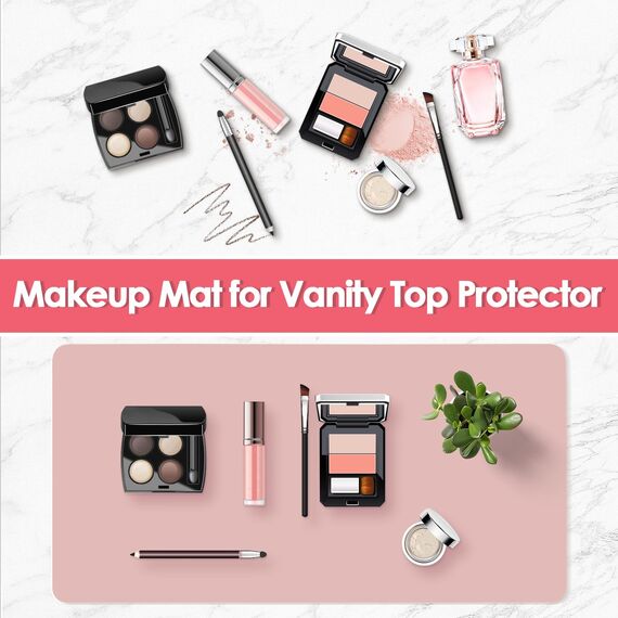 Make-up-Matte für Schminktisch zum Schutz der Schreibtischplatte, doppelseitige Make-up-Matte, leicht zu reinigende Schreibtischunterlage – wasserdicht und öldicht, Kosmetikzubehör, 80 x 40 cm (Rosa