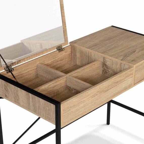 IDMarket - Schminktisch LUIS Klappspiegel mit Hocker Industriedesign
