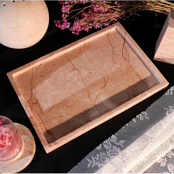 Echtes, luxuriöses Tablett aus natürlichem Marmor, Aufbewahrungstablett aus echtem Marmor, für Heimdekoration, Steintablett für Badezimmer/Küche/Schminktisch/Kommode,