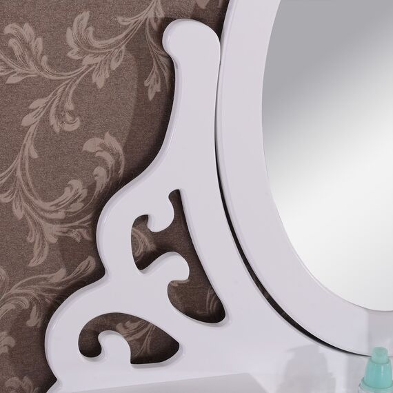 WOLTU Schminktisch Kosmetiktisch Frisiertisch mit Spiegel und Hocker 4 Schubladen MDF und massives Kiefernholz Weiß 75 x 139 x 40cm(B x H x T) MB6024cm