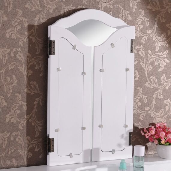 WOLTU Schminktisch mit Hocker, Kosmetiktisch mit 3 Spiegel und 4 Schubladen, Frisiertisch aus MDF und massives Kiefernholz, 90 x 145 x 40cm(B x H x T), Weiß