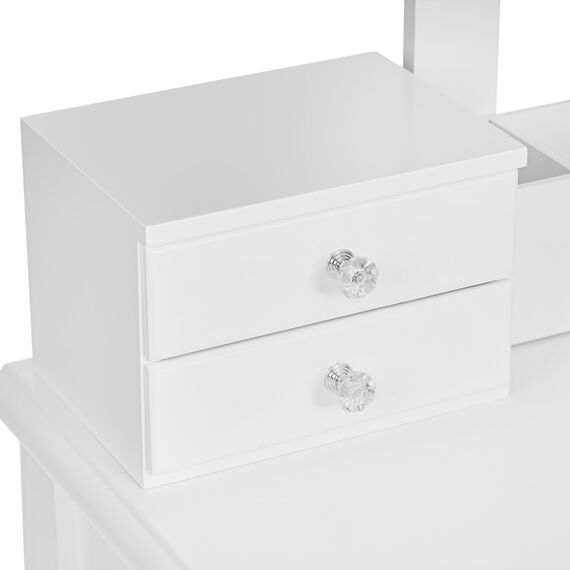 ANWBROAD Schminktisch Kosmetiktisch Frisiertisch mit Spiegel u. Hocker 7 Schubladen inkl. 3 Stück Unterteiler Kippsicherung luxuriös 80x40x135.5cm chlafzimmer Make-up Schmuck Aufbewahrung Weiß BDT03W