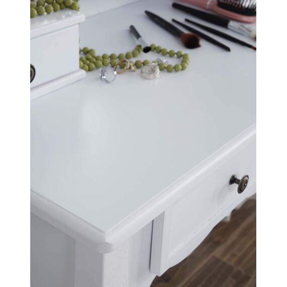 Roundhill Furniture Sanlo Schminktisch und Hocker aus Holz, Weiß