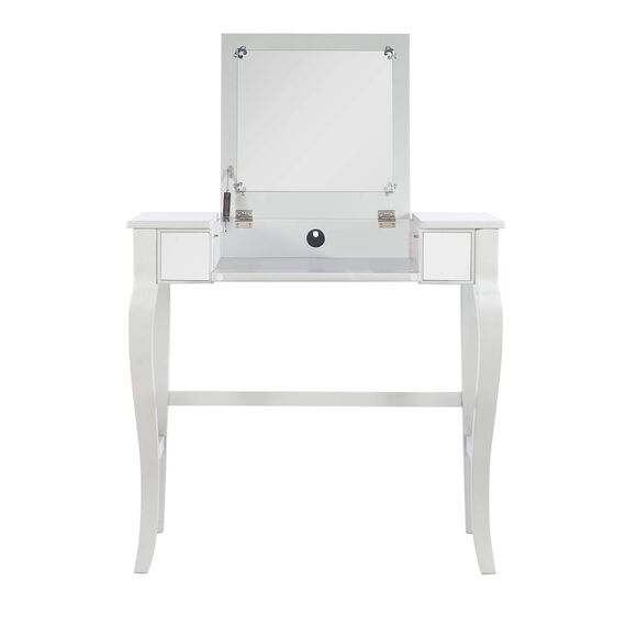 Linon Silver Vanity Set Harper Silber Schminkset, Polyurethan, 32" W x 18" D x 46.75" H
