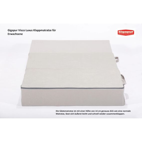 Gigapur Visco Luxus Klappmatratze für Erwachsene, Faltmatratze mit Viscoschaum, belastbar bis 90 Kg (25069)