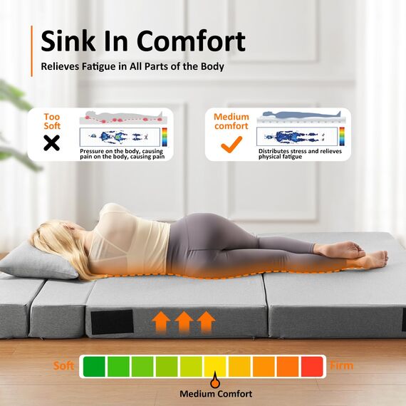 JKMAX Klappbares Schlafsofa für Doppelbett, 4-in-1-Futoncouch mit Kissen, hochdichter Memory-Schaum-Futonstuhl, wandelbare faltbare Matratze mit waschbarem, modernem Leinenbezug für Wohnzimmer