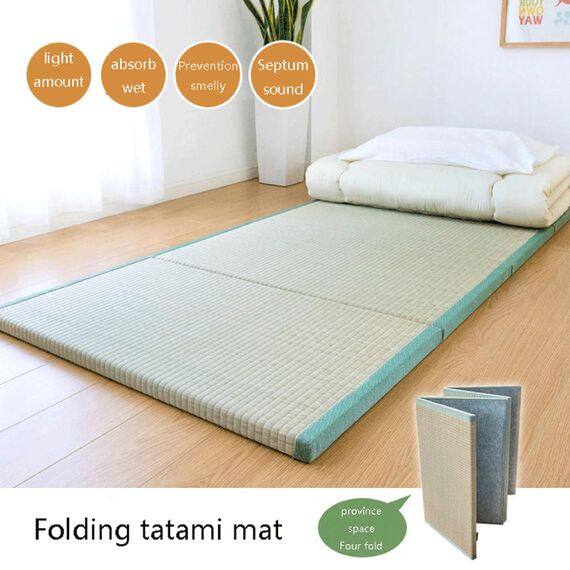 Batel Huh Japanische Tatami Matte, Natürliches Igusa Binsengras, Faltbare Igusa-Matratze, Japanische Futon Boden schlafen Area Teppich Meditation Yoga Zen(Size:100x200x3.5cm)