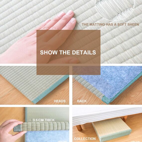 Batel Huh Japanische Tatami Matte, Natürliches Igusa Binsengras, Faltbare Igusa-Matratze, Japanische Futon Boden schlafen Area Teppich Meditation Yoga Zen(Size:100x200x3.5cm)