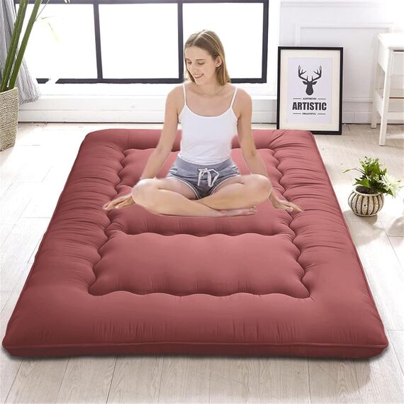 DPRRCX Japanische Bodenmatratze, aufrollbare Tatami-Matte aus Memory-Schaum, einfach zu verstauen und tragbar, Futon-Matratze, geeignet für Camping und Gästezimmer (Carbon, Queen (203,2 x 152,4 cm)