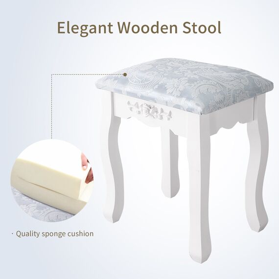 mecor Schminktisch-Set mit 4 Schubladen, Schminktisch mit gepolstertem Hocker, für Mädchen und Frauen, Schlafzimmermöbel-Set, ovaler Spiegel, Weiß
