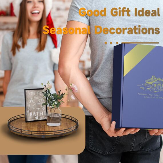 Farmhouse Lazy Susan Drehteller-Organizer aus Eichenholz, 45,7 cm, rund, aus Holz, Organisation und Aufbewahrung für Esstisch, Speisekammer, Küche, Arbeitsplatte, Schrank, Heimdekoration, Walnussholz