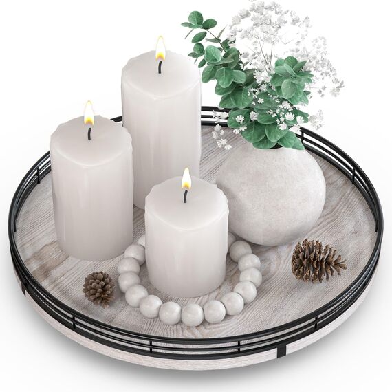 Badezimmer-Schminktisch, Drehteller für Parfümkerze, rund, dekoratives Tablett aus Holz, für Küche, Spüle, Arbeitsplatte, Organizer, Badezimmer-Theken-Organizer für Hautpflege, Make-up, rustikales