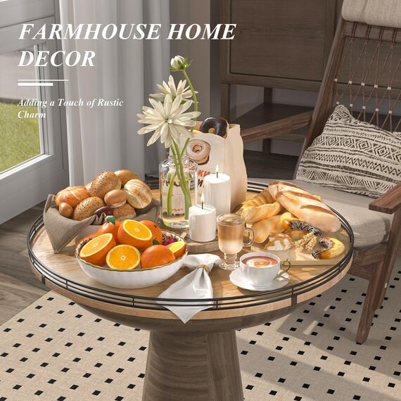 Lazy Susan Drehteller aus Eichenholz, 61 cm, für Schrank, Bauernhaus, rund, groß, Lazy Susan, Organisation und Aufbewahrung für Esstisch, Speisekammer, Küche, Arbeitsplatte, Schrank, Heimdekoration