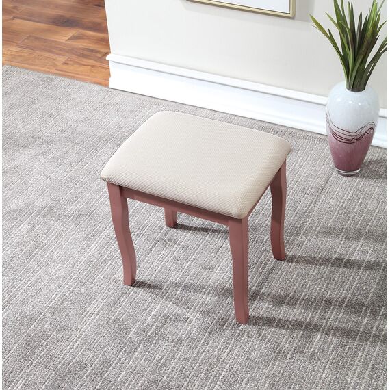 Roundhill Furniture Sanlo Schminktisch und Hocker aus Holz, Rosegold
