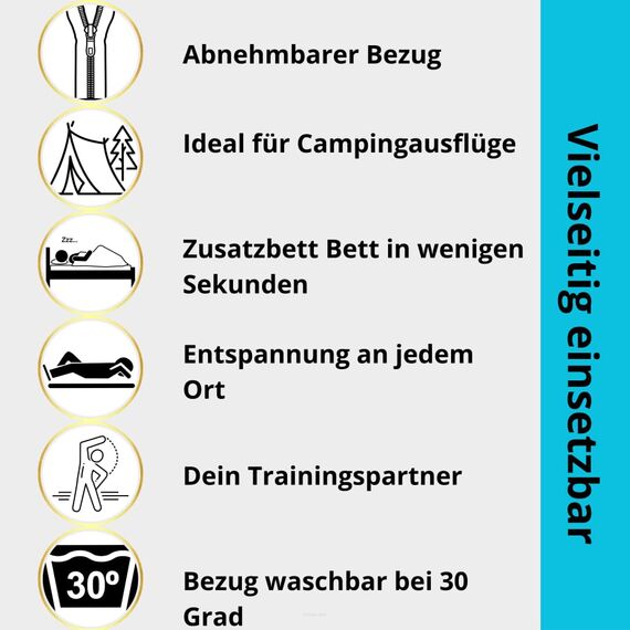 FORTISLINE Klappmatratze 195x80x9 cm, 3-teilige Faltmatratze, Gästematratze, Reisematratze und Campingmatratze, Schaumstoffmatratze mit abnehmbarem Bezug, Oeko-TEX, hergestellt in der EU