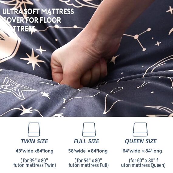 Aigbiot Futonbezug mit Reißverschluss für japanische Futon-Bodenmatratze, super weich und maschinenwaschbar, Twin Full Queen