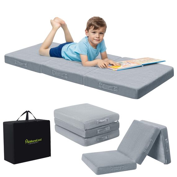 MeMoreCool Faltbare Bodenmatratze für Kinder, Kleinkind-Boden-Schlafmatte für Kindertagesstätte, kleine Kinder, faltbare Matratze, Bodenbett, dreifach gefaltete Futon-Matratze, tragbar, dreifach