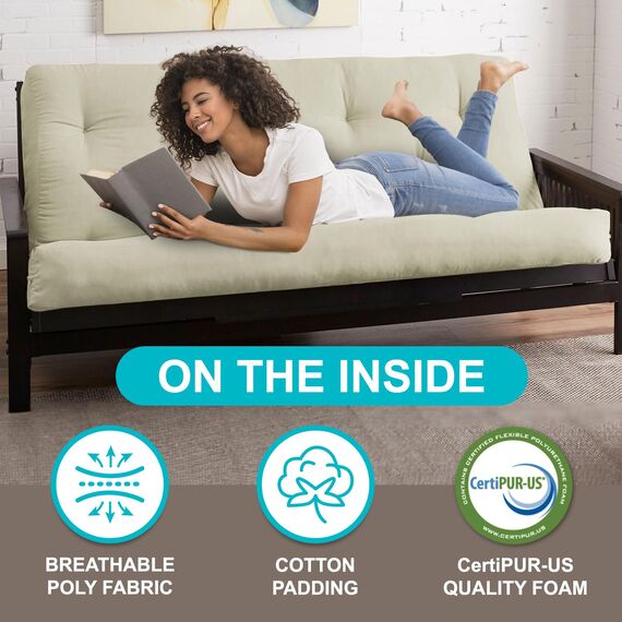 Trupedic x Mozaic Futon-Matratze in voller Größe, 25,4 cm, Standard-Futon-Matratze (Gestell nicht im Lieferumfang enthalten), strukturiertes Marineblau, ideal für Kinderzimmer oder Gästebereiche,