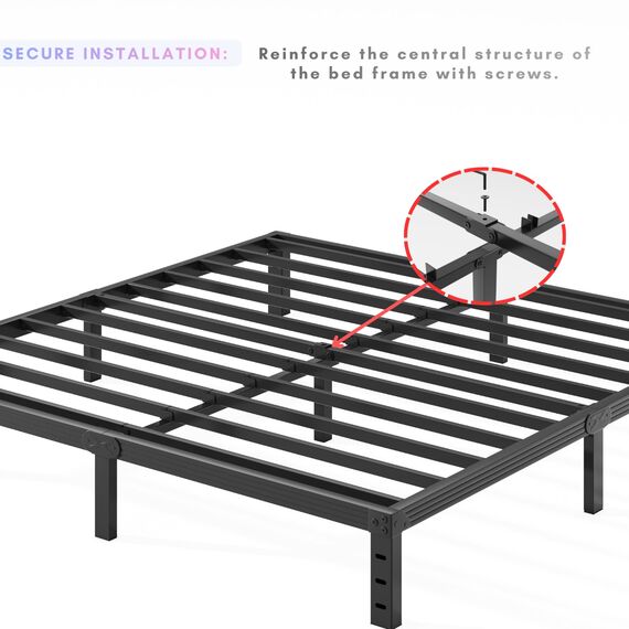 COMASACH 14 Inch Bed Frames Queen Size 3500 lbs Heavy Duty Platform with Sturdy Metal Slats, No Box Spring Needed, Easy Assembly, Under Bed Storage, Noise-Free, Non-Slip
