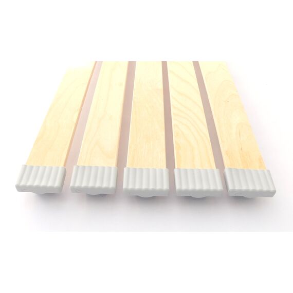 BOSSASHOP.de Set: Federholzleisten (8x50mm) + Befestigungs Kappen zur Selbstmontage für Futon, Bett oder Caravan | Stärke/Höhe 8mm x Breite 50mm (20 Kappen + 10 Leisten (Länge 992mm))