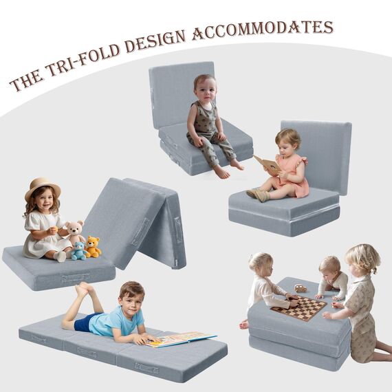 MeMoreCool Faltbare Bodenmatratze für Kinder, Kleinkind-Boden-Schlafmatte für Kindertagesstätte, kleine Kinder, faltbare Matratze, Bodenbett, dreifach gefaltete Futon-Matratze, tragbar, dreifach